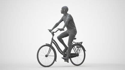 scanned 3D boy casual cycling, photogrammetry people for Enscape and V-Ray, square thumbnail