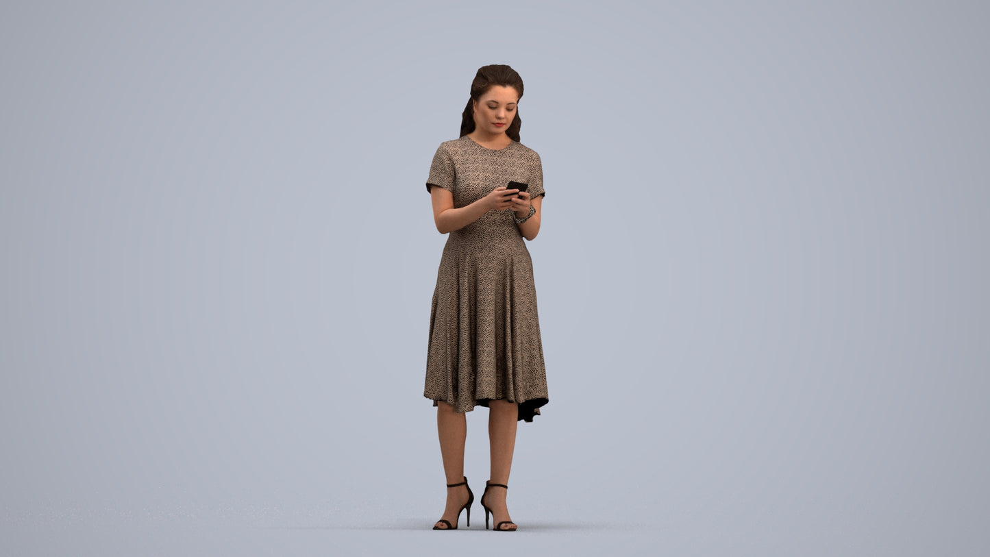 photogrammetry 3D woman casual standing, realistic human model archviz FBX, standing pose render