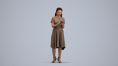 photogrammetry 3D woman casual standing, realistic human model archviz FBX, standing pose render