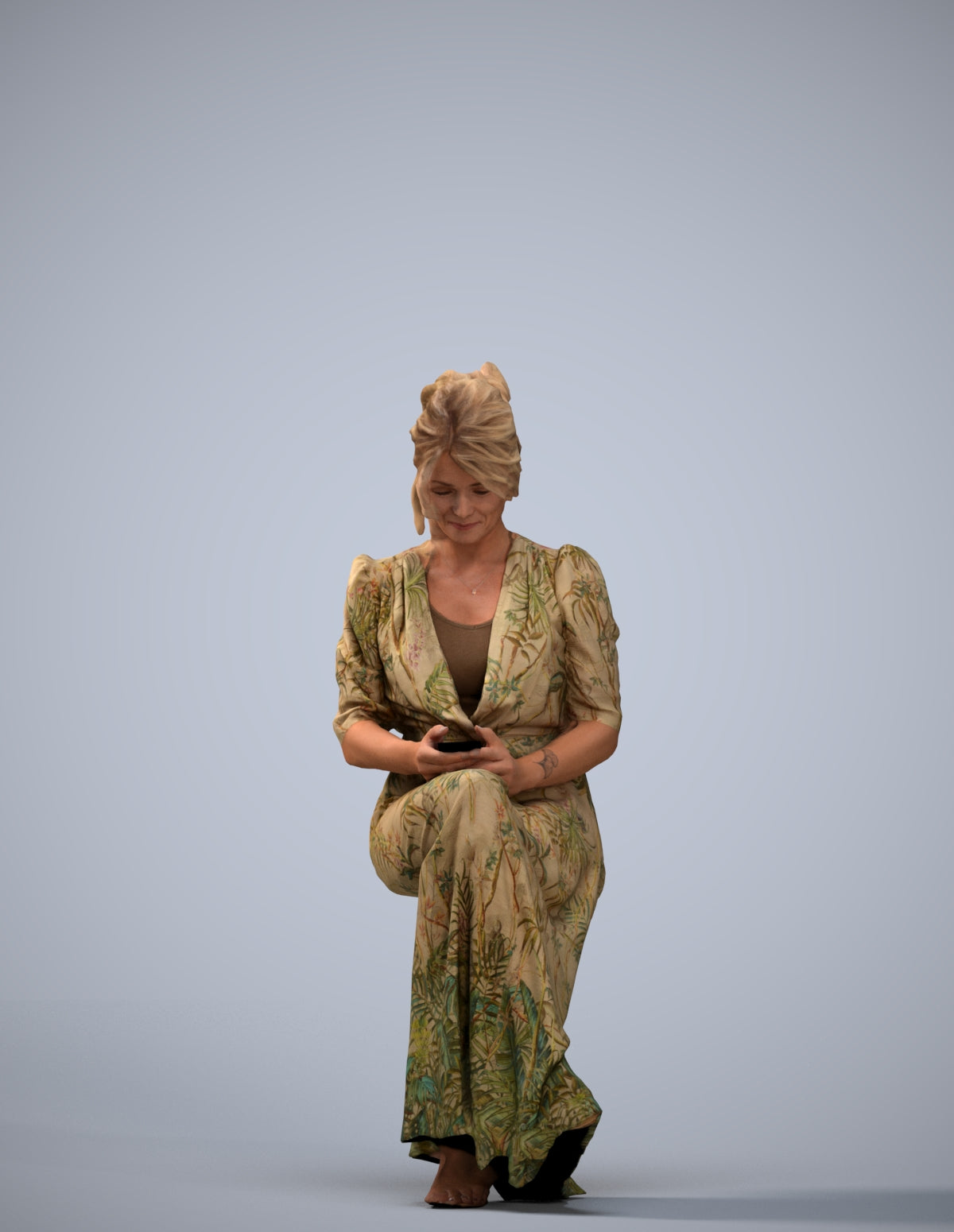 realistic 3D woman casual standing, scanned archviz people for Blender and 3ds Max