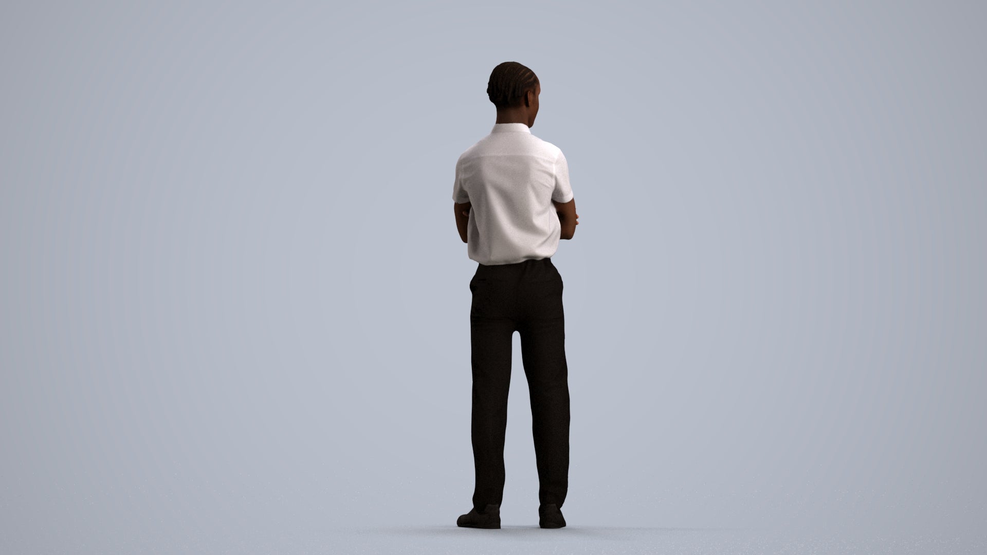 realistic 3D boy hospitality, scanned archviz people for Blender and 3ds Max, front view render