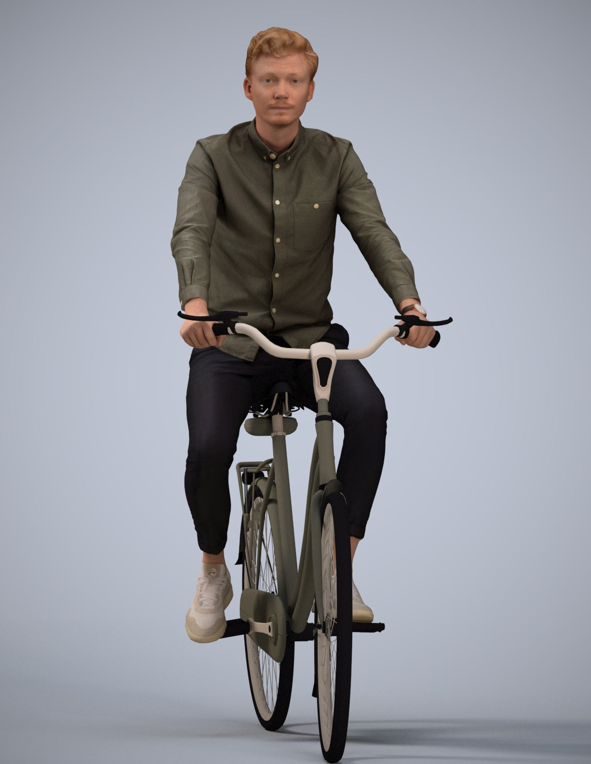 realistic 3D human man casual cycling, archviz people FBX OBJ for Blender