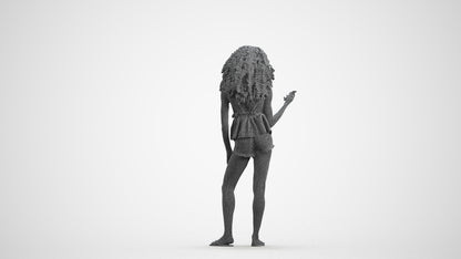 scanned 3D woman casual standing, photogrammetry people for Enscape and V-Ray, wireframe front view