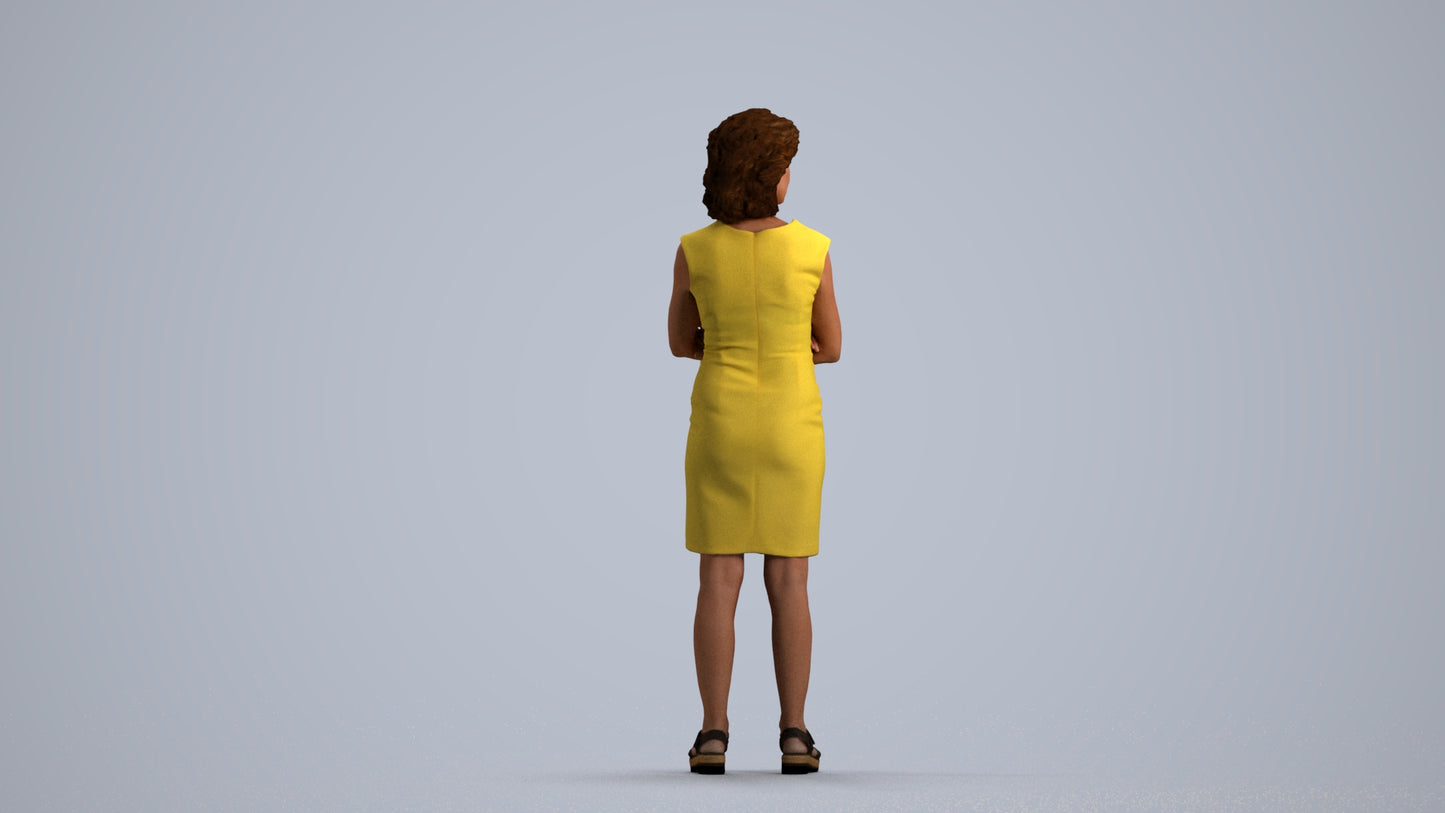 scanned 3D woman business standing, photogrammetry people for Enscape and V-Ray, front view render