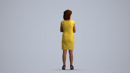 scanned 3D woman business standing, photogrammetry people for Enscape and V-Ray, front view render