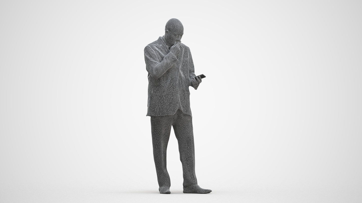 photogrammetry 3D man business, realistic human model archviz FBX, three-quarter front view render