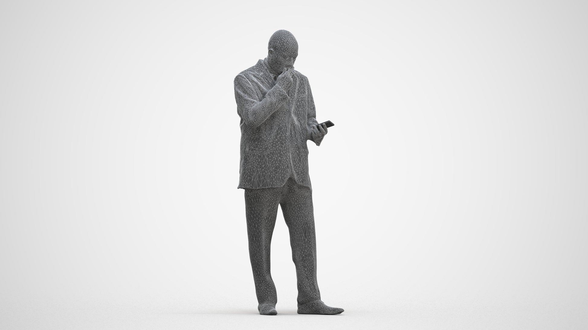 photogrammetry 3D man business, realistic human model archviz FBX, three-quarter front view render