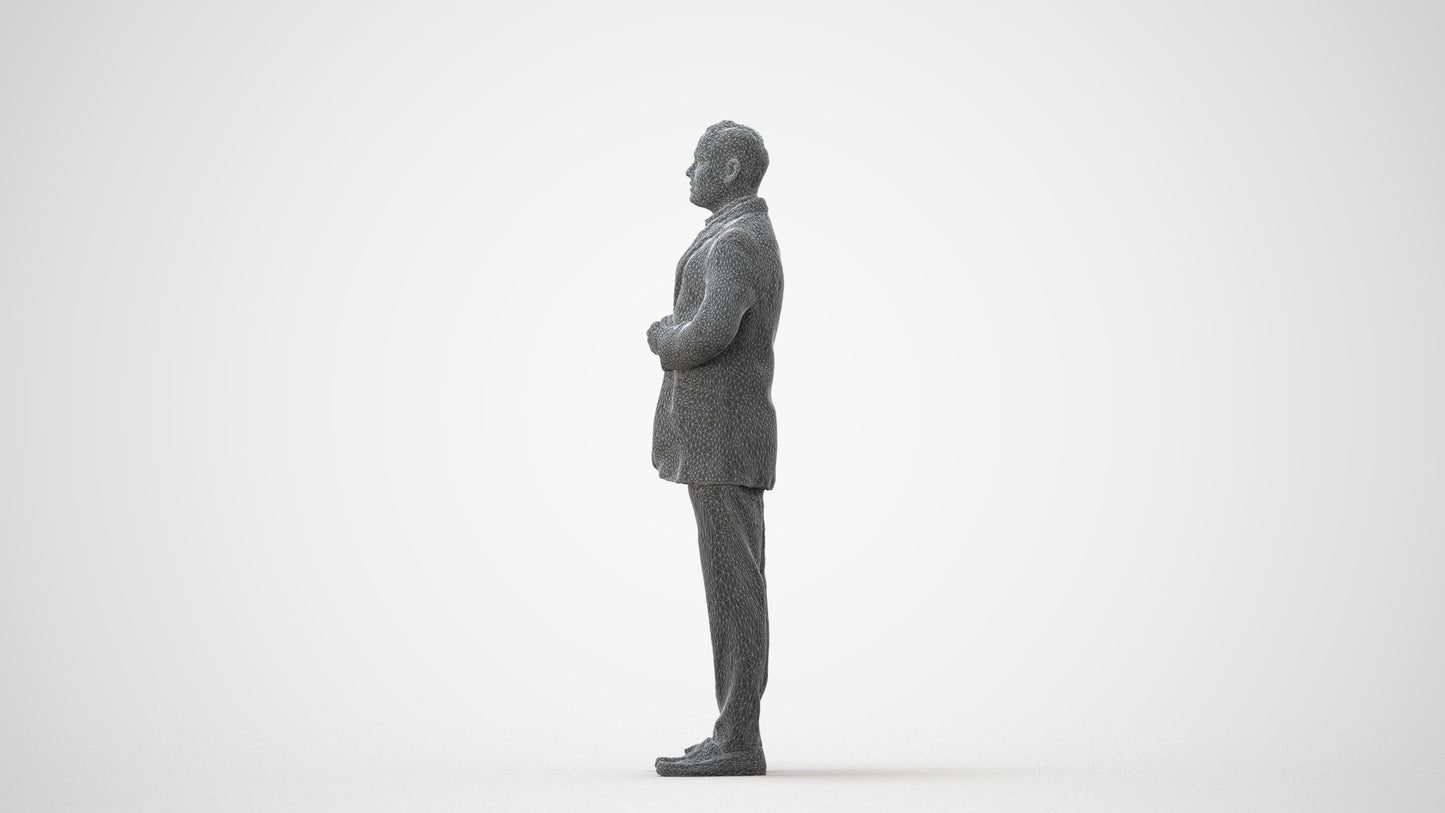 realistic 3D human man business standing, archviz people FBX OBJ for Blender, square thumbnail