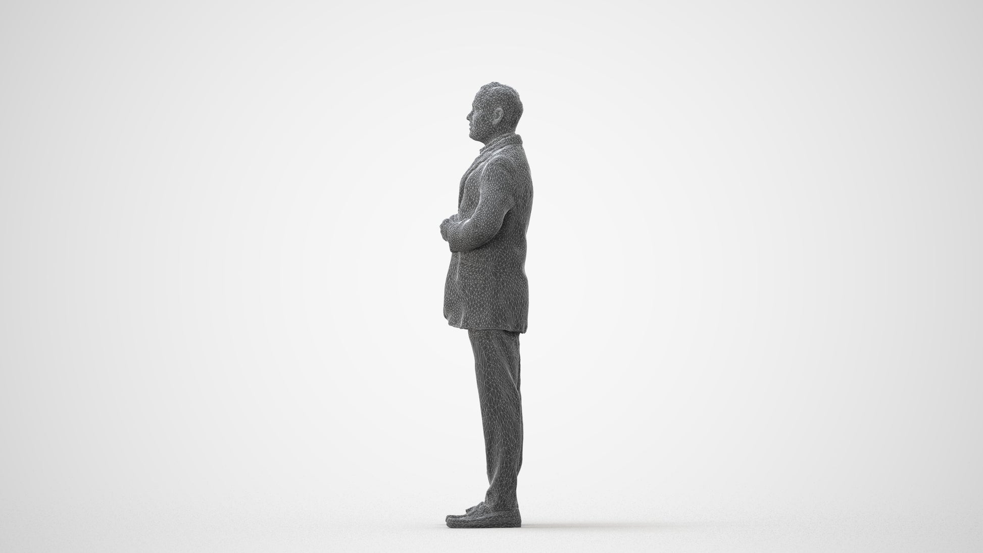 realistic 3D human man business standing, archviz people FBX OBJ for Blender, square thumbnail