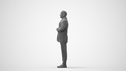 realistic 3D human man business standing, archviz people FBX OBJ for Blender, square thumbnail