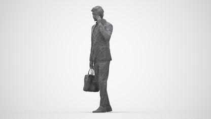 photogrammetry 3D man business, realistic human model archviz FBX, wireframe back view