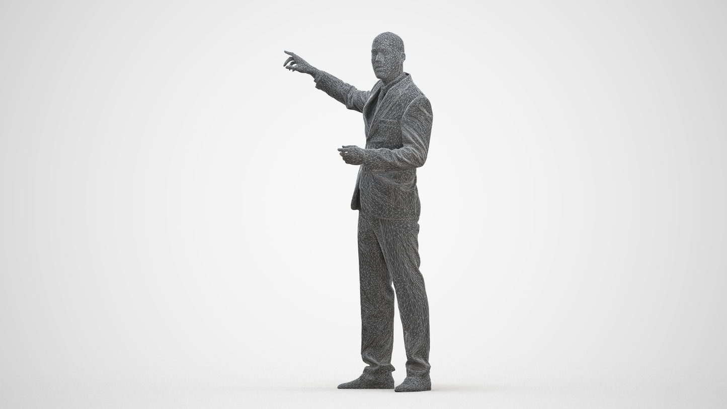 realistic 3D man business, scanned archviz people for Blender and 3ds Max, three-quarter front view render