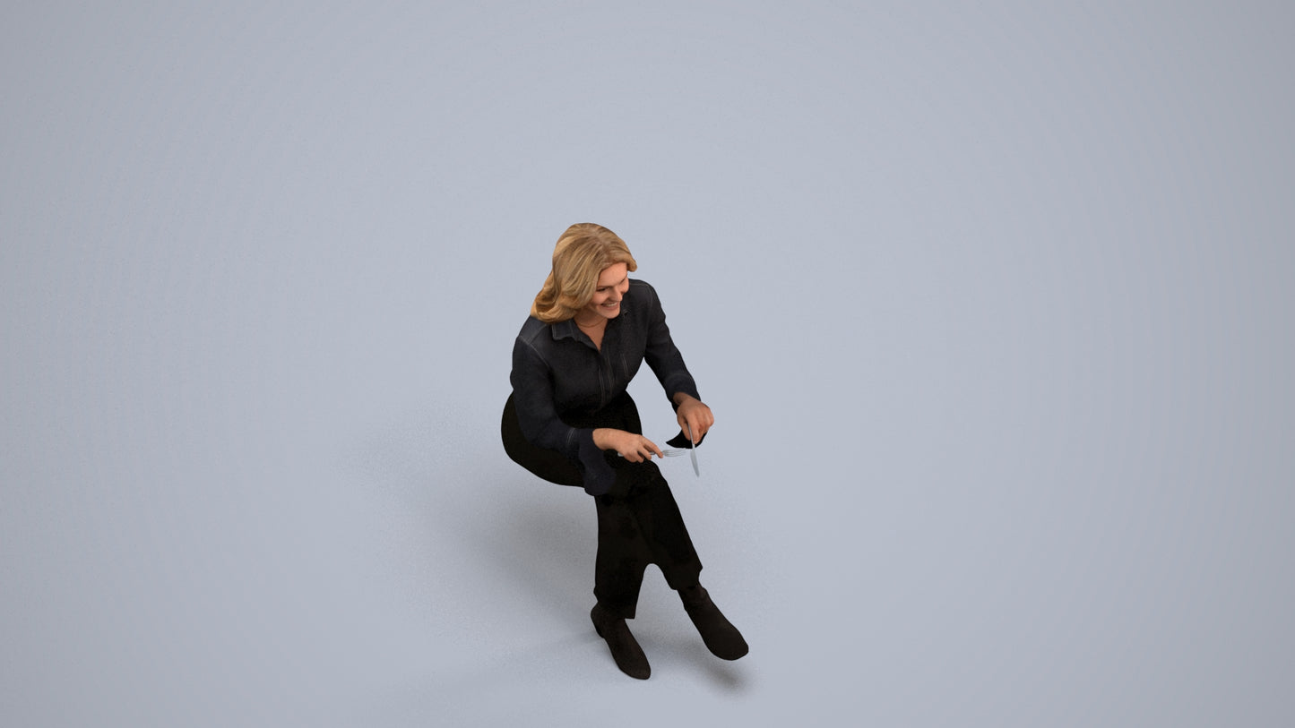 realistic 3D human woman business formalaffairs, archviz people FBX OBJ for Blender, back view render