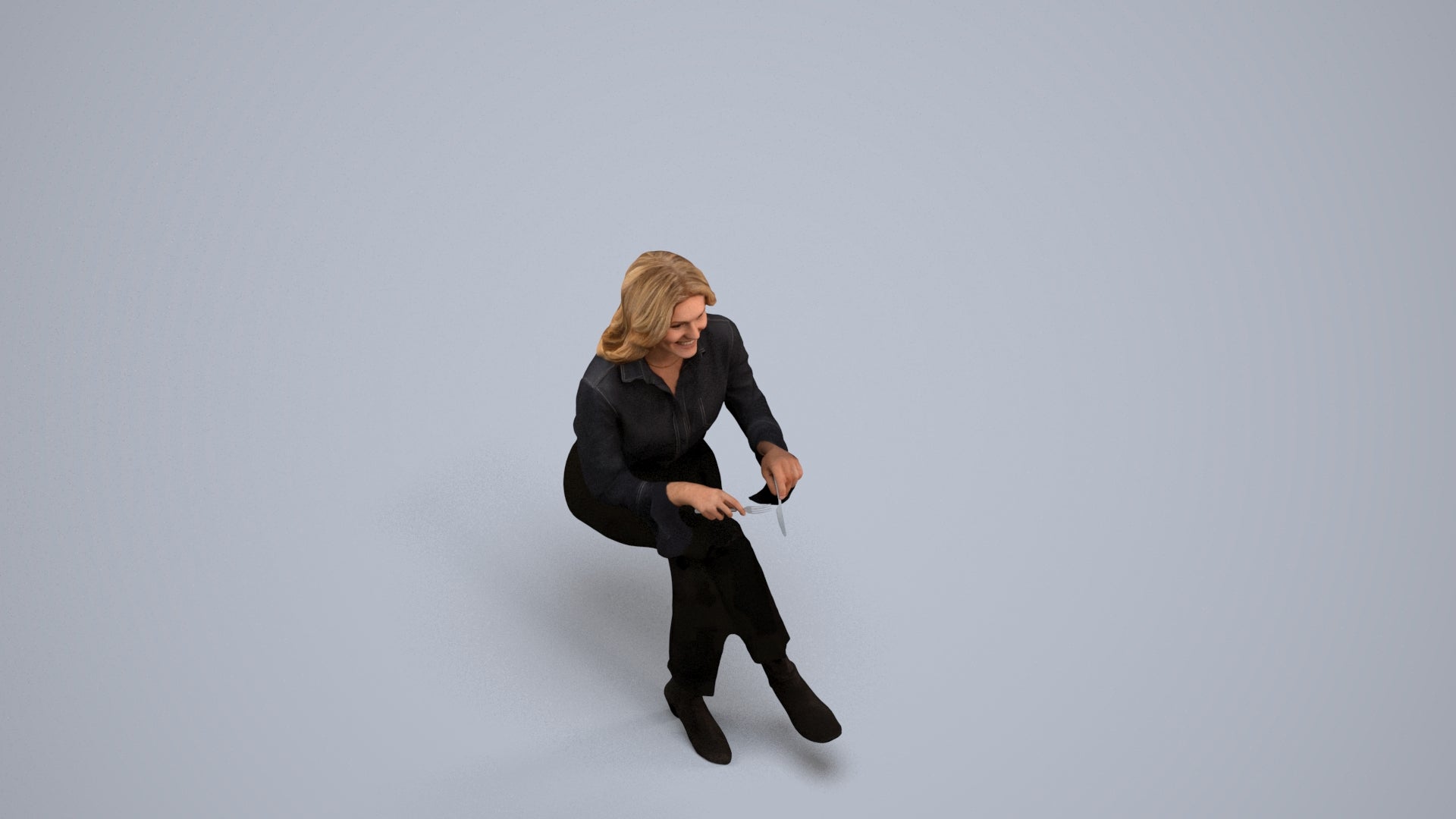 realistic 3D human woman business formalaffairs, archviz people FBX OBJ for Blender, back view render