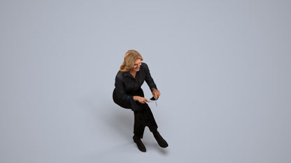 realistic 3D human woman business formalaffairs, archviz people FBX OBJ for Blender, back view render