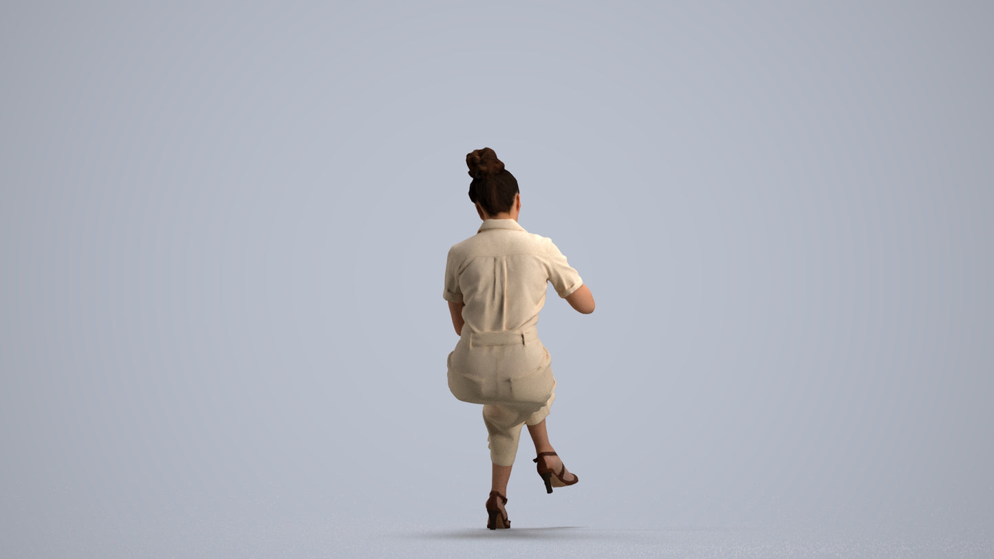photogrammetry 3D woman formal sitting, realistic human model archviz FBX, front view render
