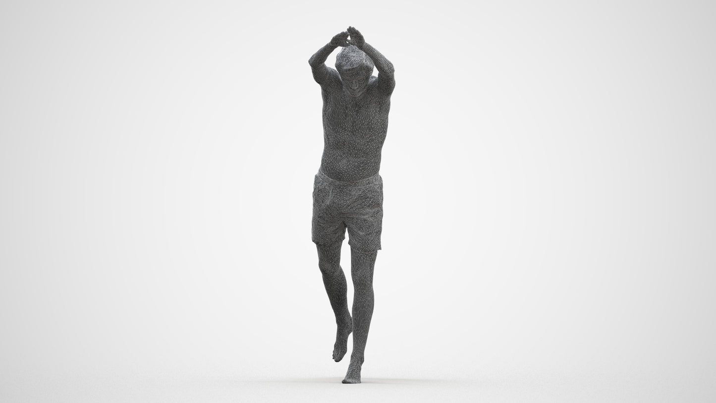 3D people model man pool, scanned human for 3ds Max rendering, three-quarter front view render