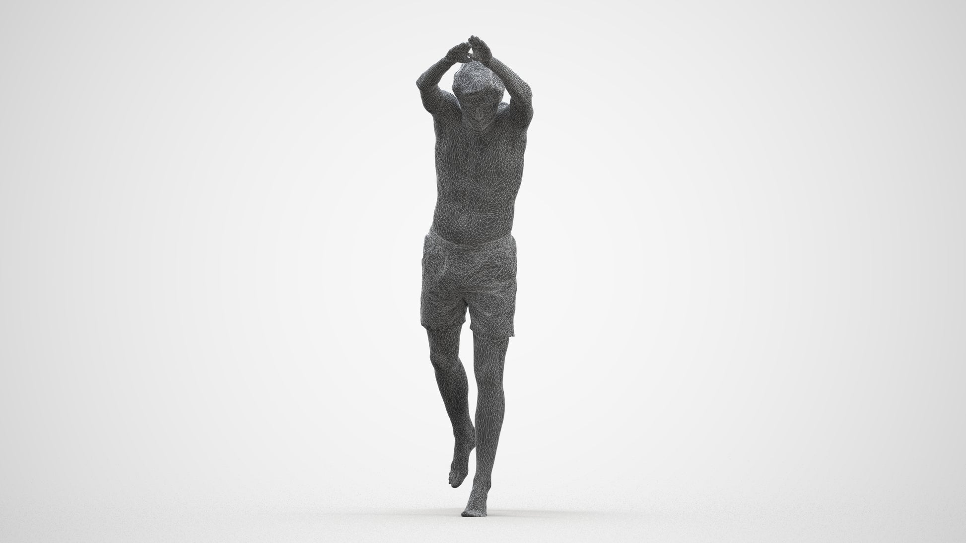 3D people model man pool, scanned human for 3ds Max rendering, three-quarter front view render