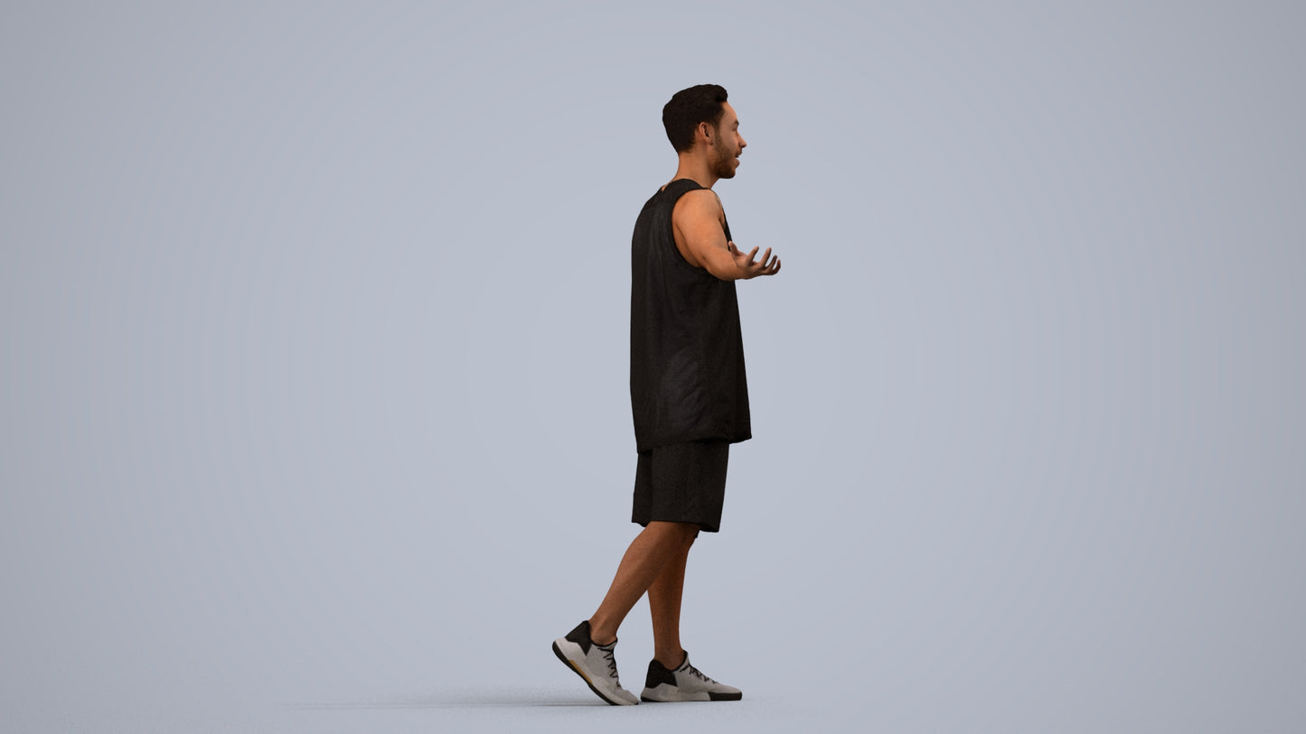 realistic 3D people man sport, render-ready for V-Ray and Corona, FBX OBJ, side view render