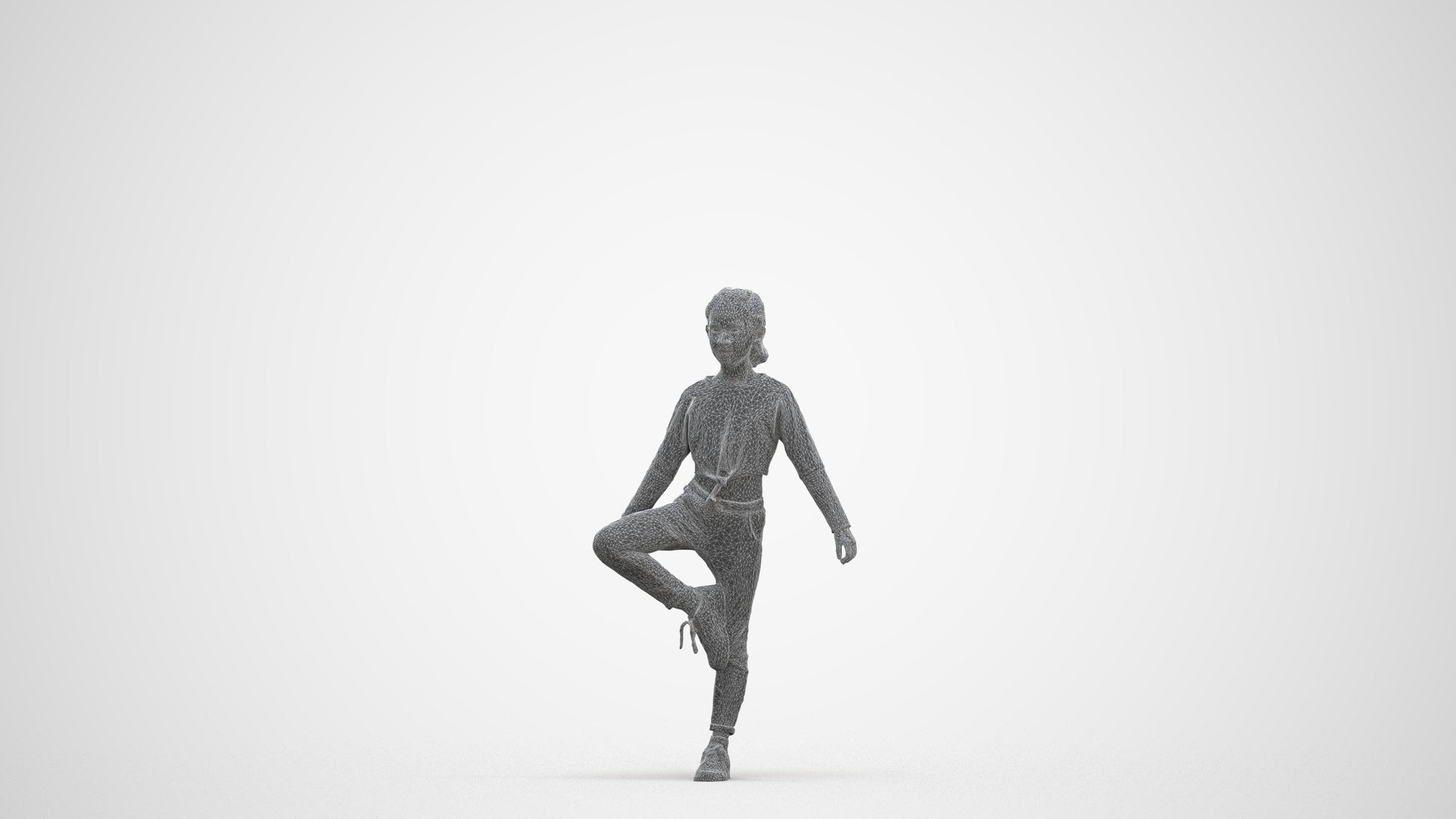 scanned 3D girl sport kids, photogrammetry people for Enscape and V-Ray, three-quarter front view render