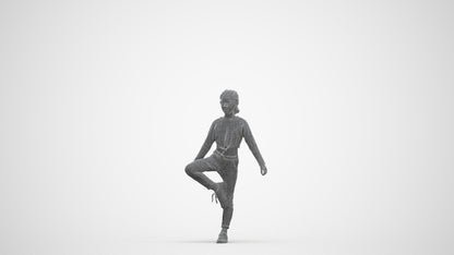 scanned 3D girl sport kids, photogrammetry people for Enscape and V-Ray, three-quarter front view render