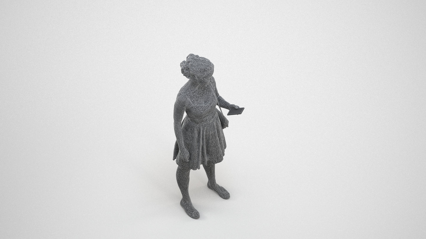 scanned 3D woman formal formalaffairs, photogrammetry people for Enscape and V-Ray, wireframe three-quarter view