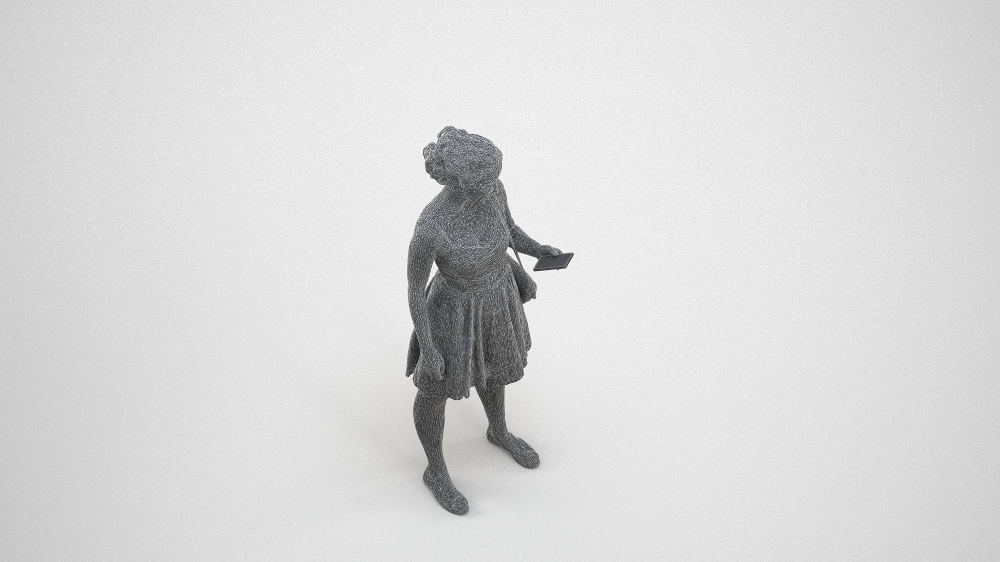 scanned 3D woman formal formalaffairs, photogrammetry people for Enscape and V-Ray, wireframe three-quarter view