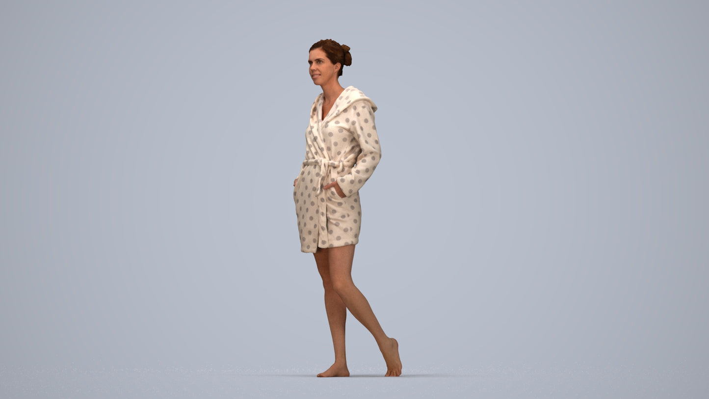 realistic 3D woman bathroom, scanned archviz people for Blender and 3ds Max, top-down view render