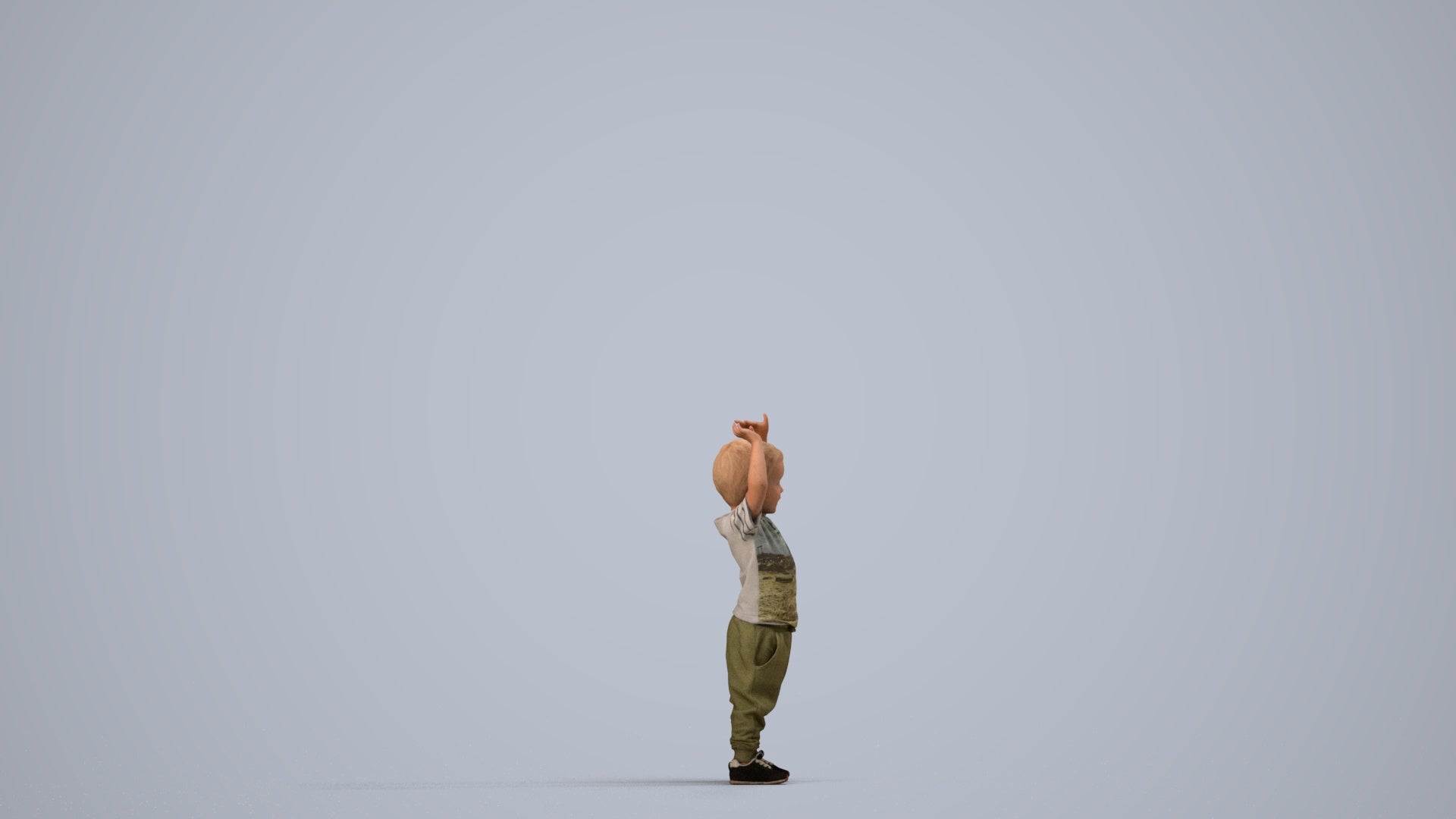 3D people model boy casual kids, scanned human for 3ds Max rendering, side view render