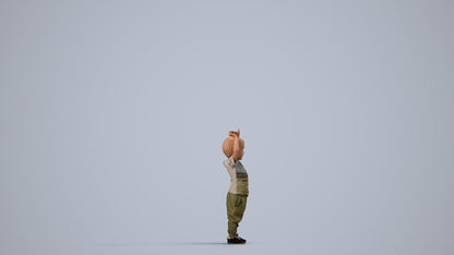 3D people model boy casual kids, scanned human for 3ds Max rendering, side view render