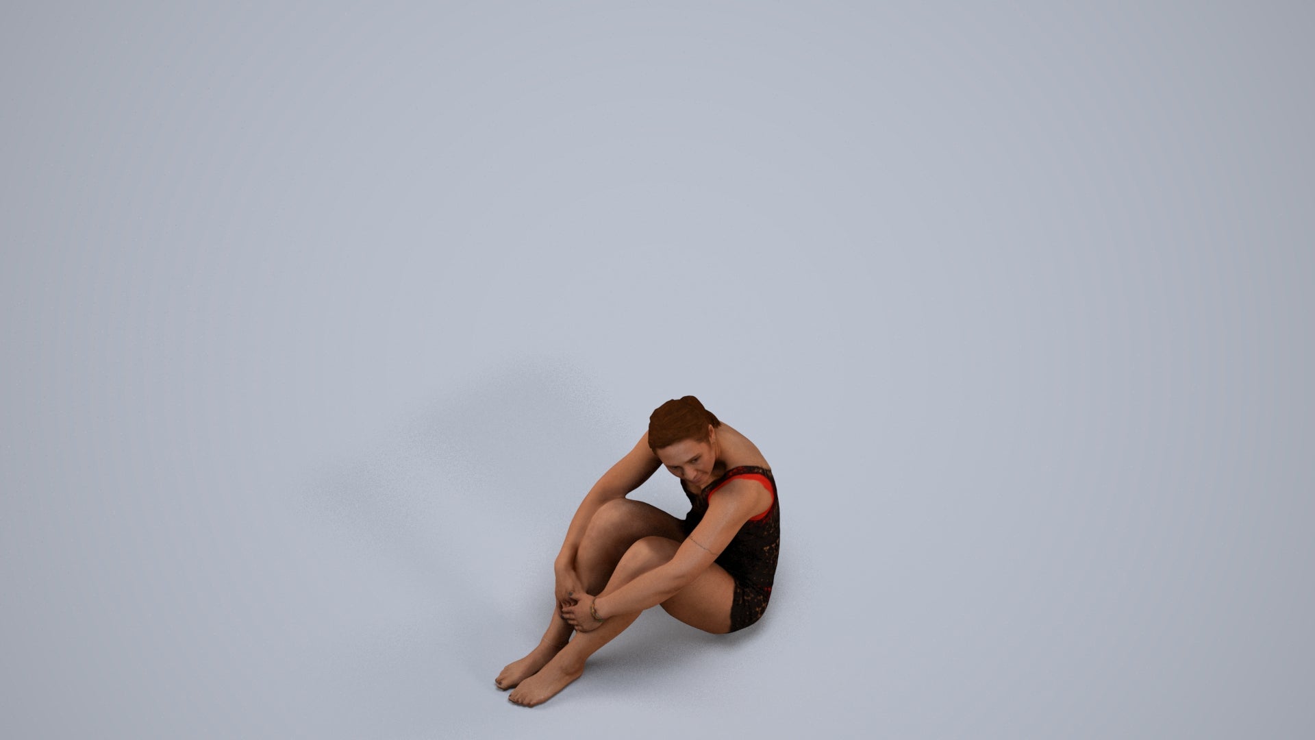 photogrammetry 3D woman sport pool, realistic human model archviz FBX, back view render
