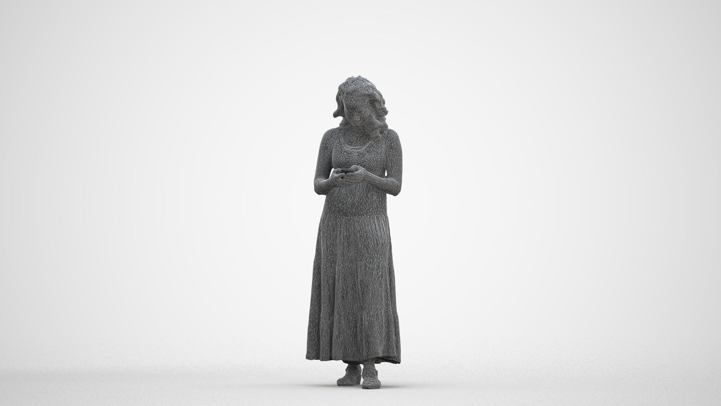 scanned 3D woman casual standing, photogrammetry people for Enscape and V-Ray, three-quarter front view render