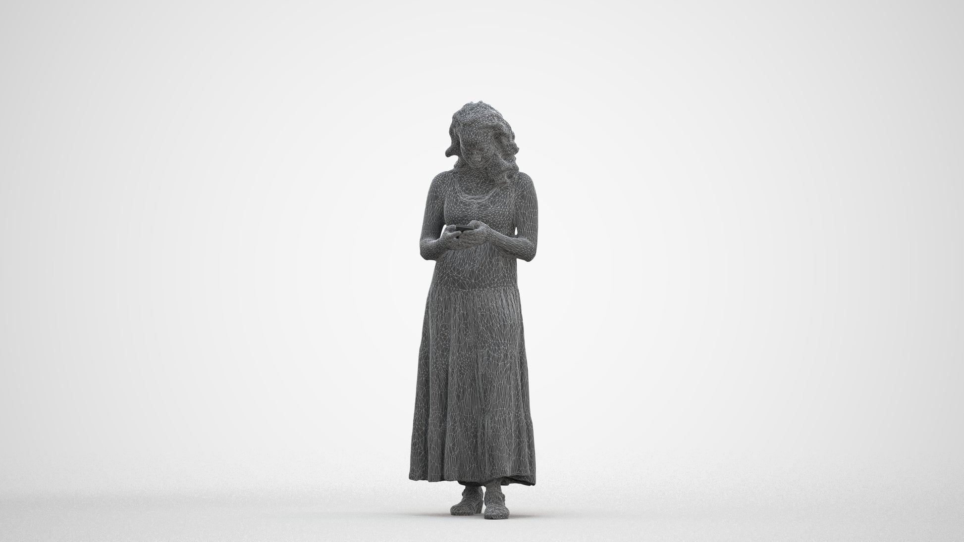 scanned 3D woman casual standing, photogrammetry people for Enscape and V-Ray, three-quarter front view render