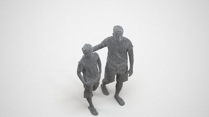 realistic 3D human boy casual kids, archviz people FBX OBJ for Blender, wireframe three-quarter view