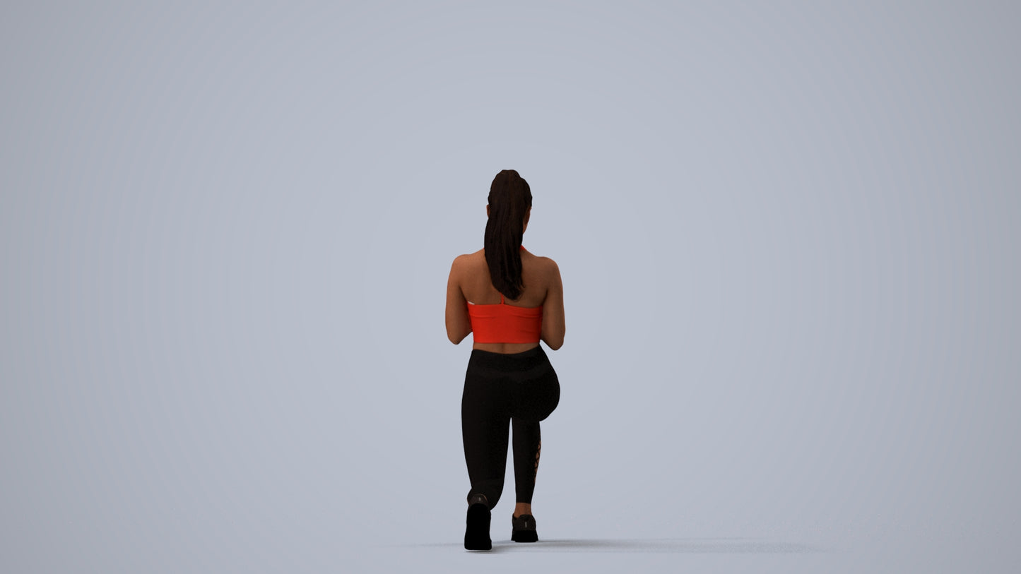 scanned 3D woman sport, photogrammetry people for Enscape and V-Ray, three-quarter view render