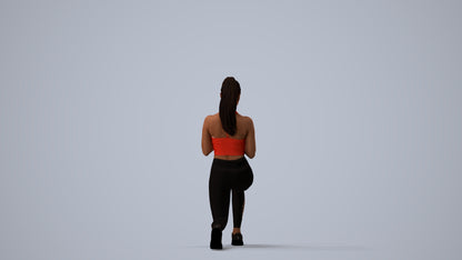 scanned 3D woman sport, photogrammetry people for Enscape and V-Ray, three-quarter view render