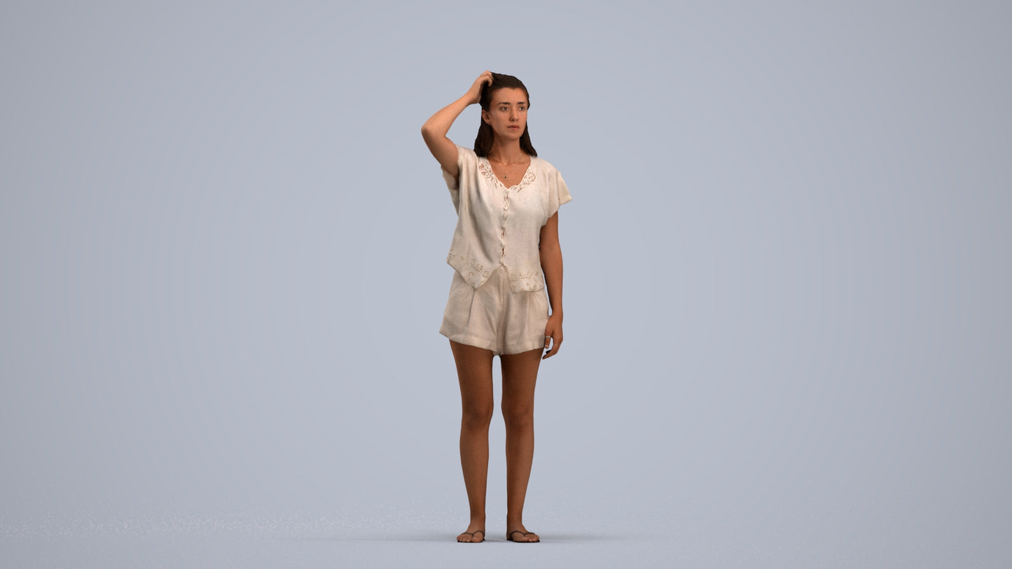 photogrammetry 3D woman casual standing, realistic human model archviz FBX, standing pose render