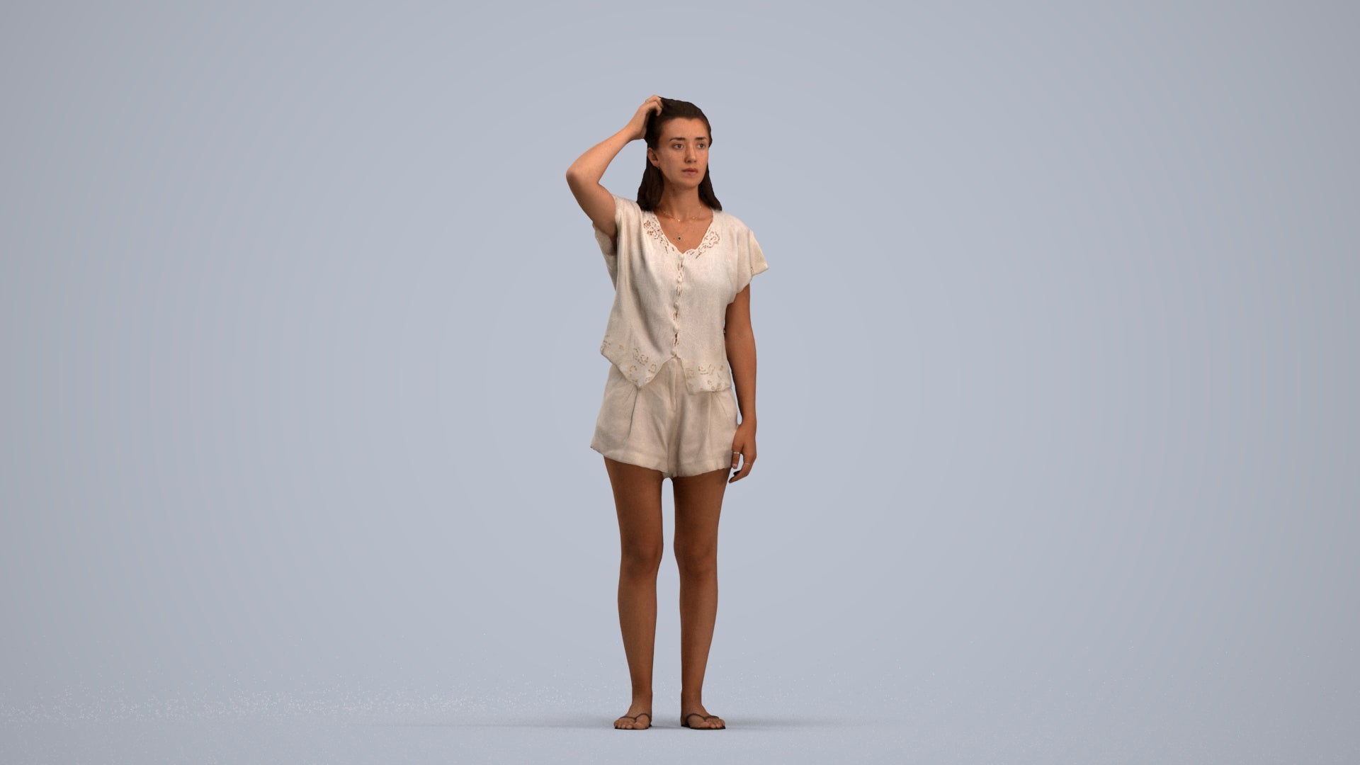 photogrammetry 3D woman casual standing, realistic human model archviz FBX, standing pose render