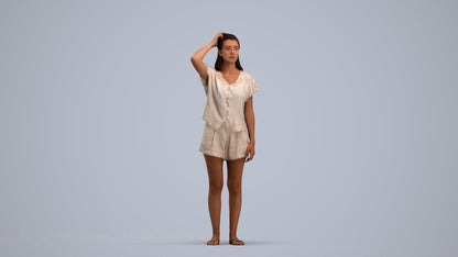 photogrammetry 3D woman casual standing, realistic human model archviz FBX, standing pose render