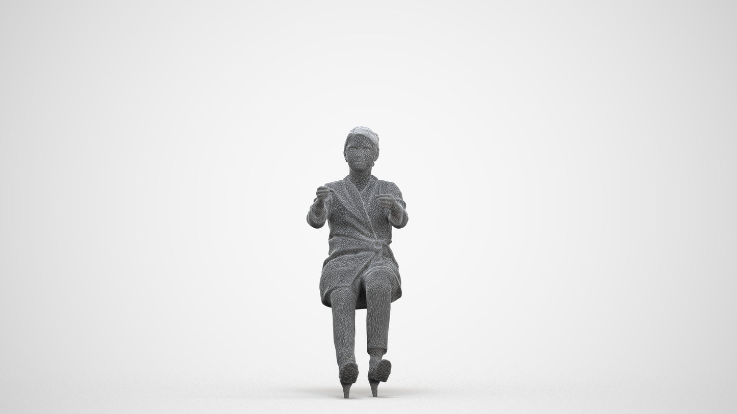 scanned 3D woman business driving, photogrammetry people for Enscape and V-Ray, three-quarter front view render