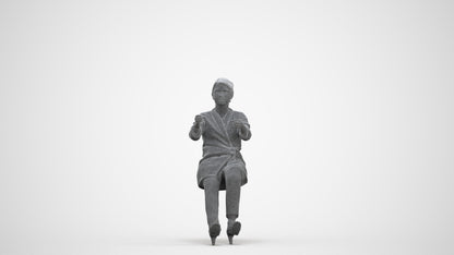 scanned 3D woman business driving, photogrammetry people for Enscape and V-Ray, three-quarter front view render
