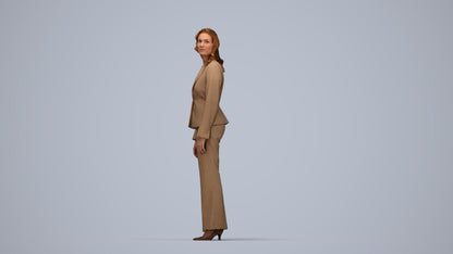 realistic 3D people woman business standing, render-ready for V-Ray and Corona, FBX OBJ, top-down view render