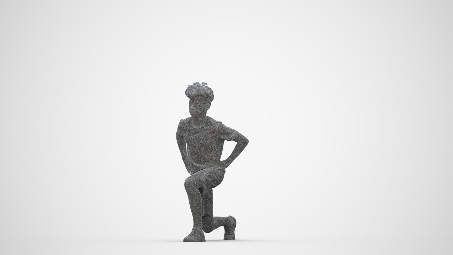 3D people model boy casual kids, scanned human for 3ds Max rendering, wireframe back view
