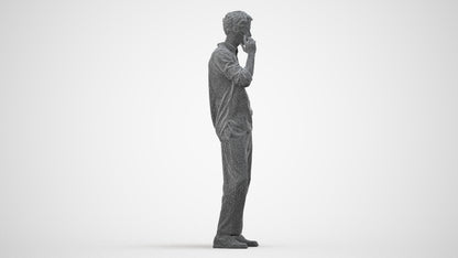 realistic 3D human man casual standing, archviz people FBX OBJ for Blender, wireframe side view