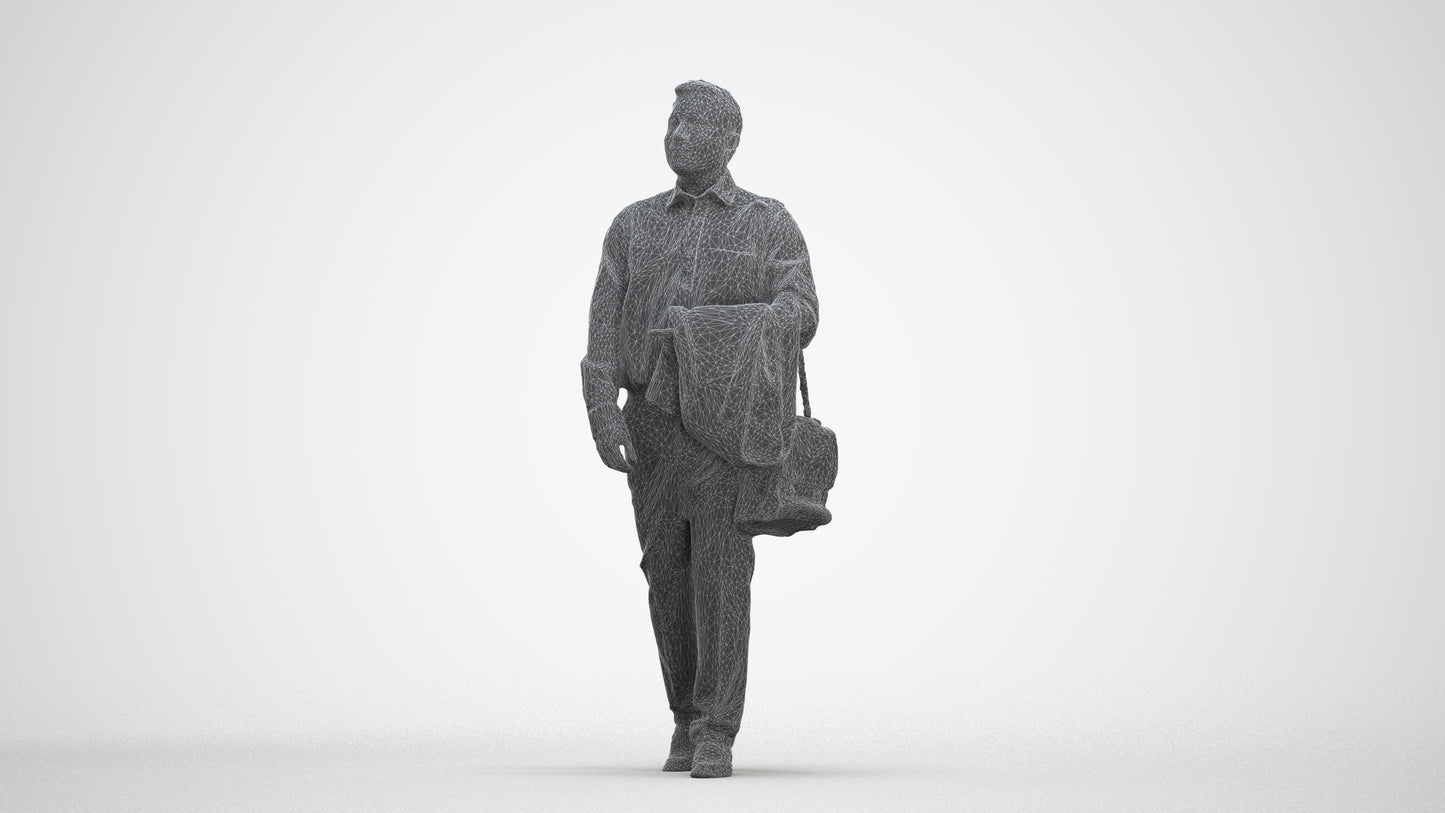 realistic 3D man business, scanned archviz people for Blender and 3ds Max, three-quarter front view render