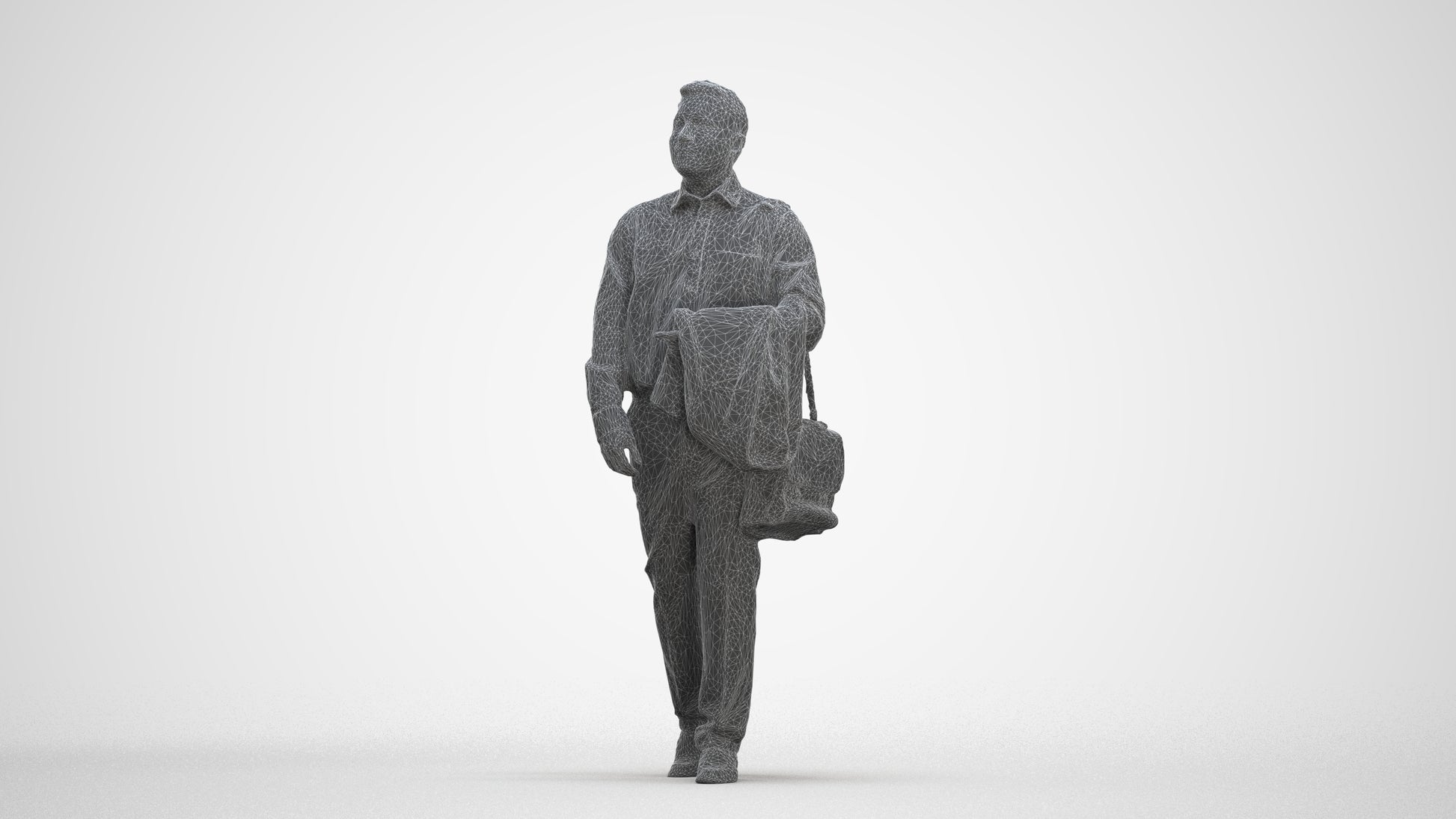 realistic 3D man business, scanned archviz people for Blender and 3ds Max, three-quarter front view render