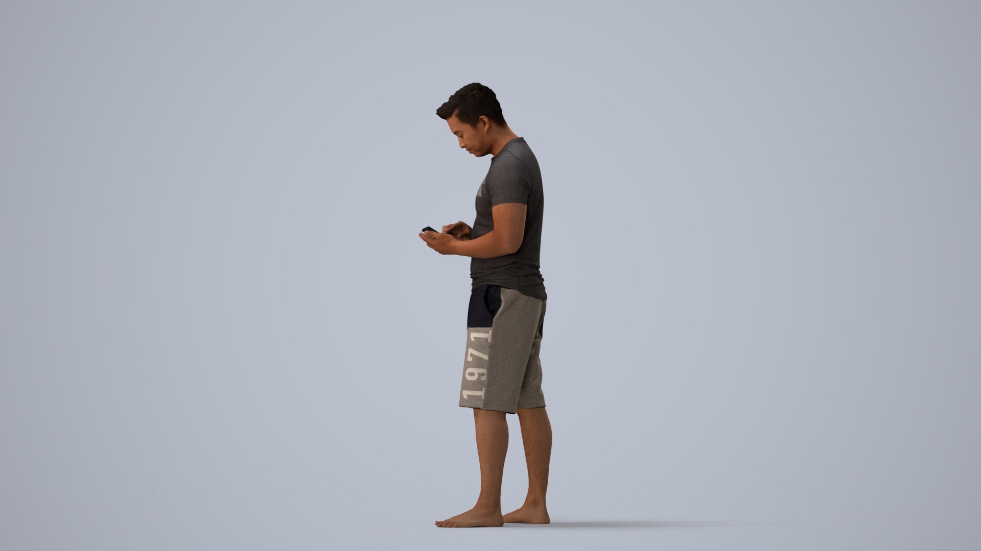 realistic 3D people man standing, render-ready for V-Ray and Corona, FBX OBJ, three-quarter view render