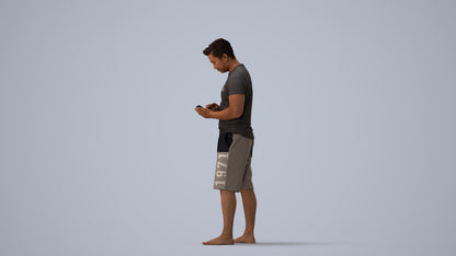 realistic 3D people man standing, render-ready for V-Ray and Corona, FBX OBJ, three-quarter view render