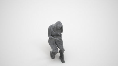 3D human model woman casual sitting, photogrammetry scanned person for archviz, wireframe three-quarter view