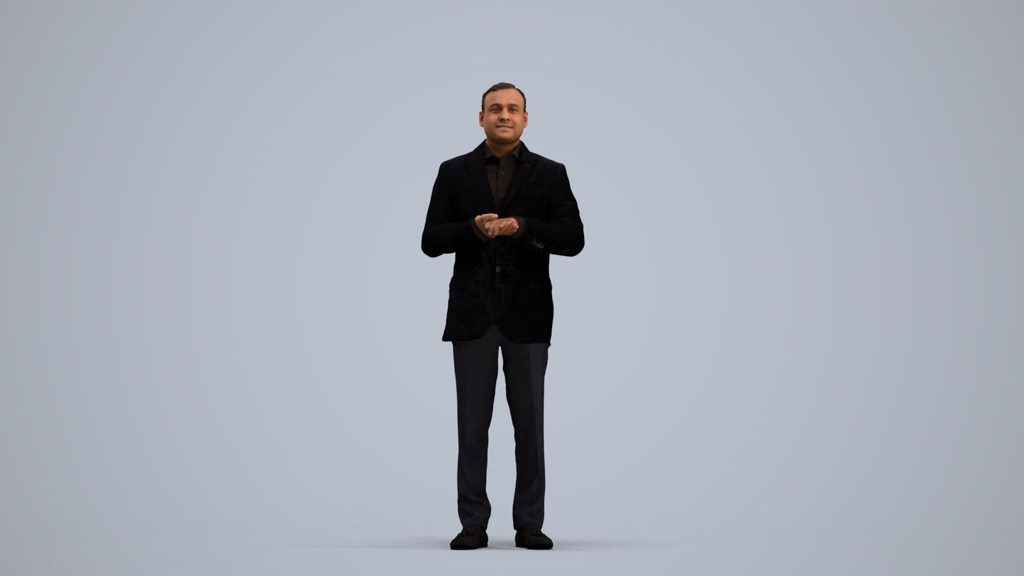 realistic 3D human man formal standing, archviz people FBX OBJ for Blender, standing pose render